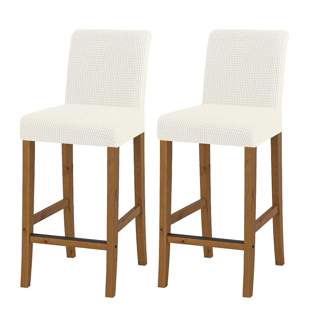 2 X Cafe Bar Stool Covers Stretch Armless Dining Chair Slipcover Beige