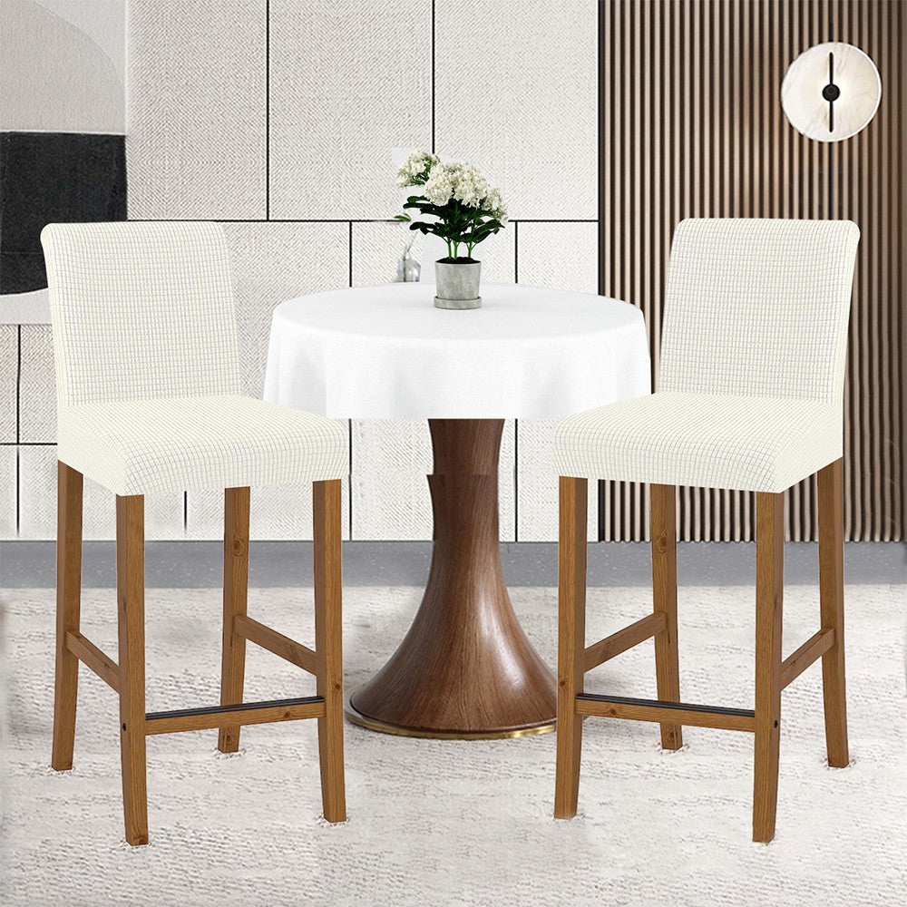 2 X Cafe Bar Stool Covers Stretch Armless Dining Chair Slipcover Beige
