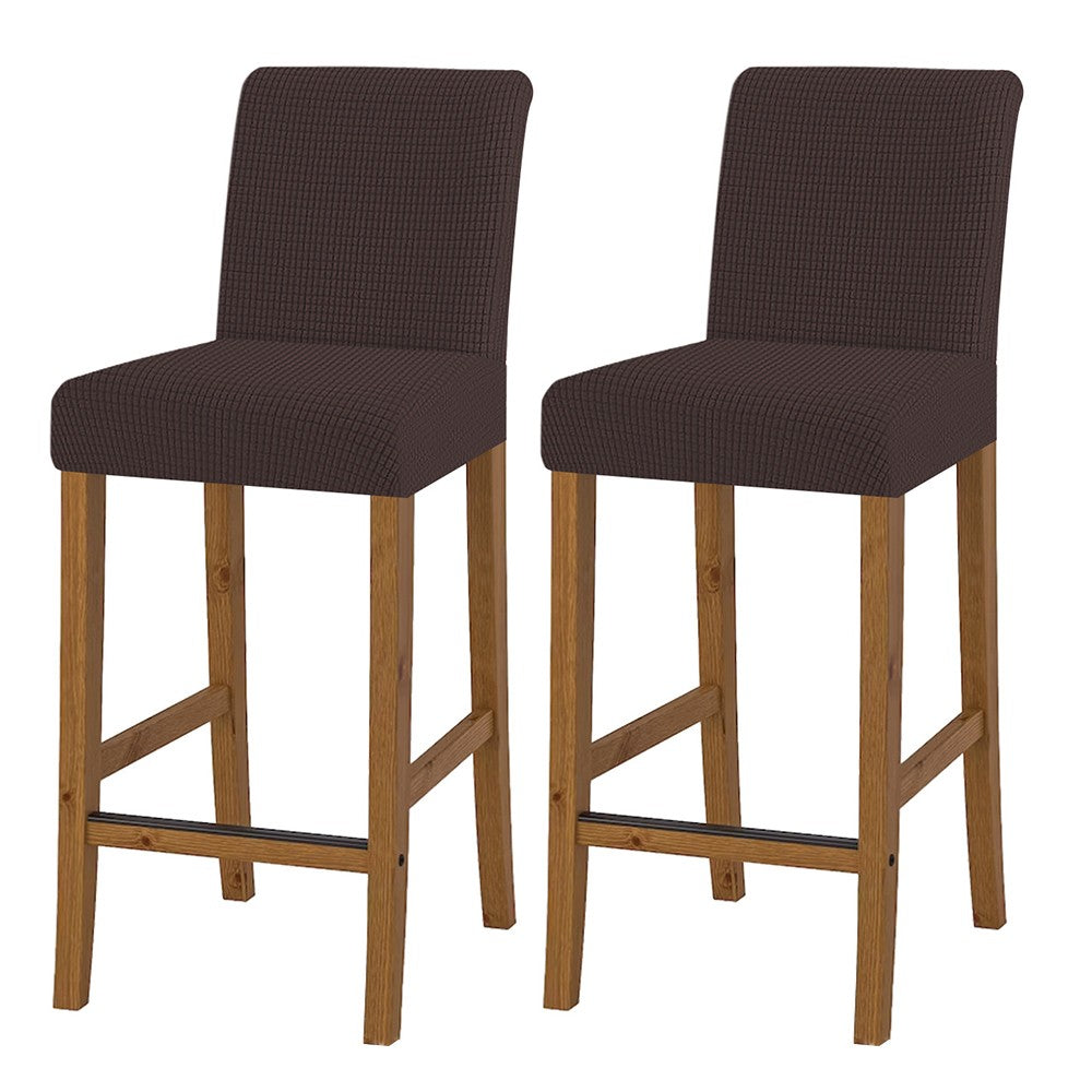 2 X Cafe Bar Stool Covers Stretch Armless Dining Chair Slipcover Coffee