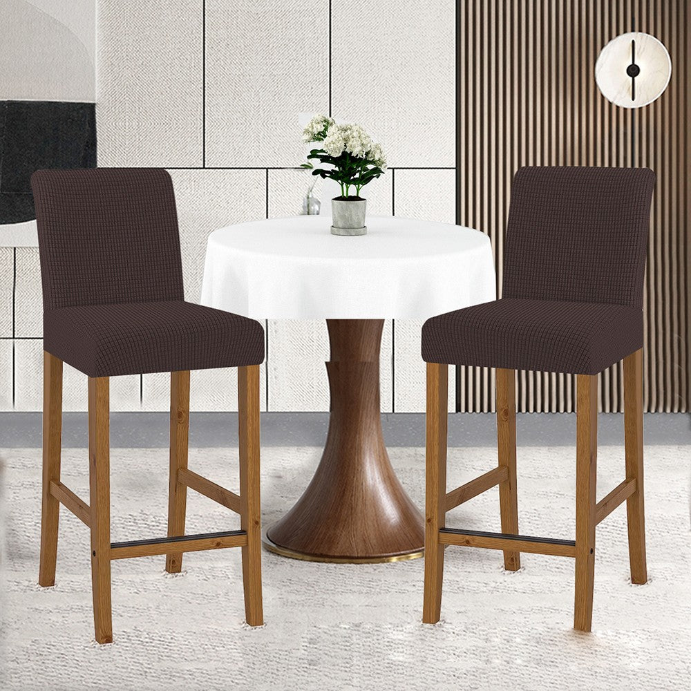 2 X Cafe Bar Stool Covers Stretch Armless Dining Chair Slipcover Coffee