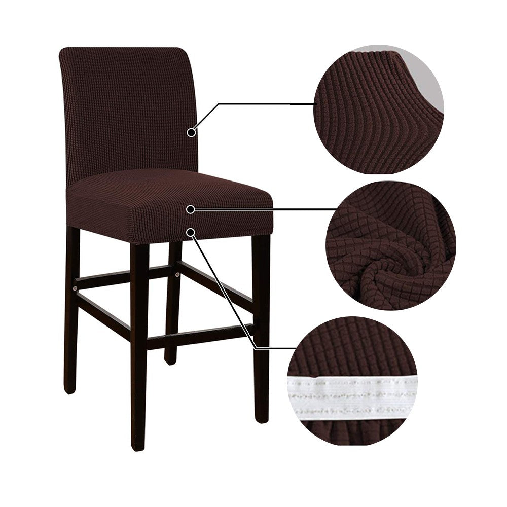2 X Cafe Bar Stool Covers Stretch Armless Dining Chair Slipcover Coffee