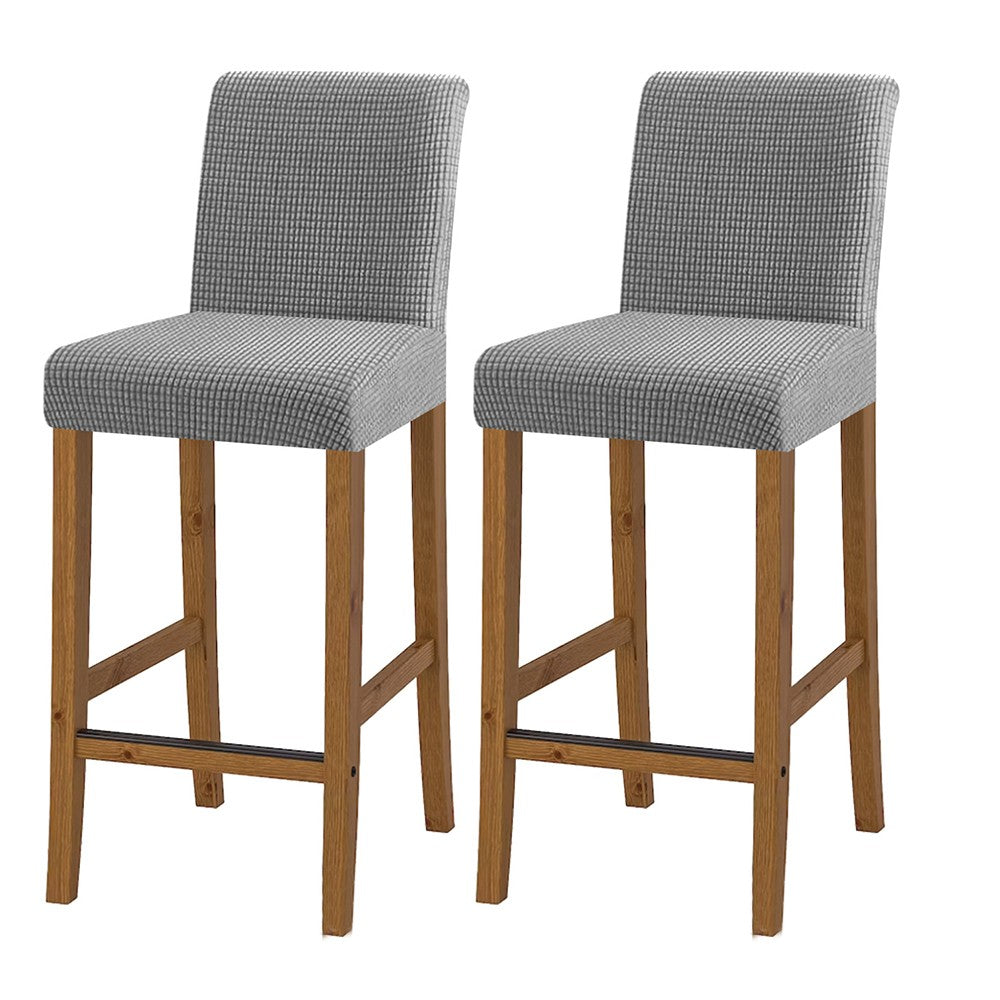 2 X Cafe Bar Stool Covers Stretch Armless Dining Chair Slipcover Grey