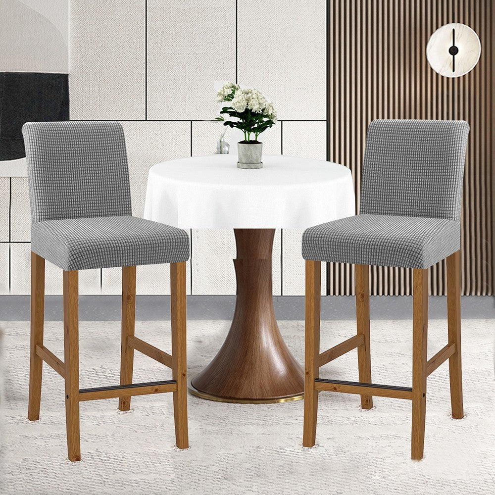 2 X Cafe Bar Stool Covers Stretch Armless Dining Chair Slipcover Grey