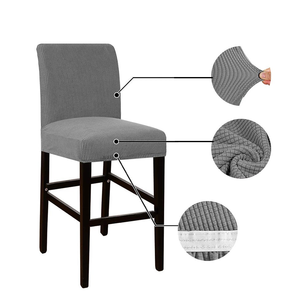 2 X Cafe Bar Stool Covers Stretch Armless Dining Chair Slipcover Grey