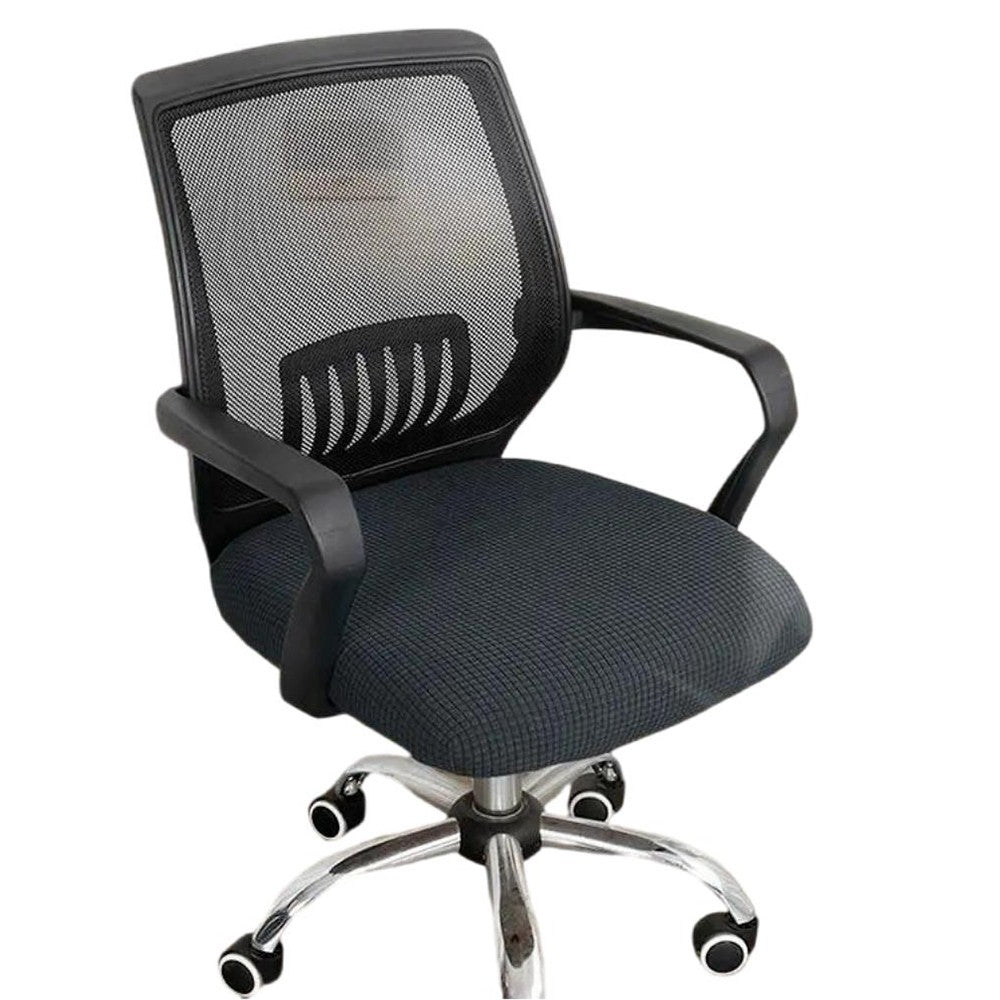 1 X Dark Grey Office Chair Covers Stretch Dining Room Chair Seat Cushion Slipcover