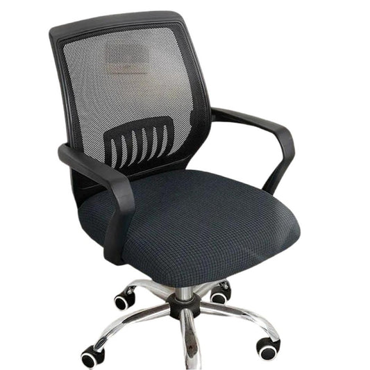 1 X Dark Grey Office Chair Covers Stretch Dining Room Chair Seat Cushion Slipcover