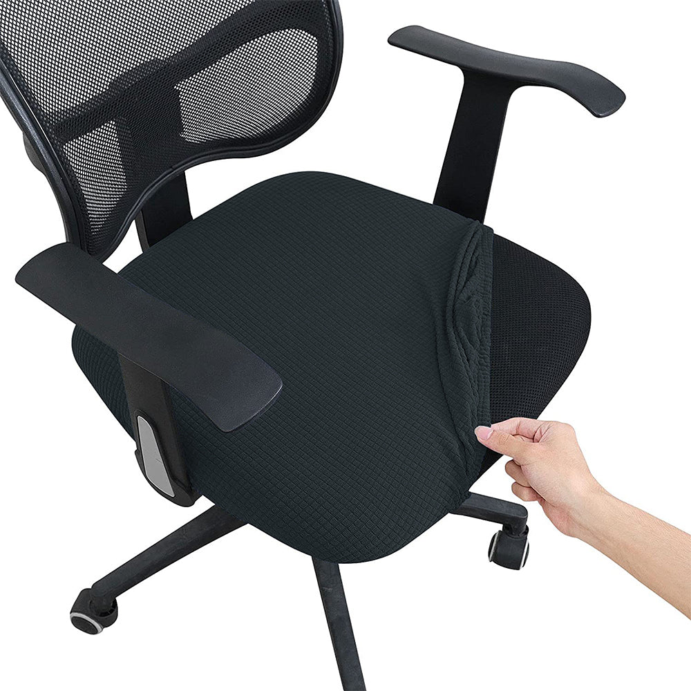 1 X Dark Grey Office Chair Covers Stretch Dining Room Chair Seat Cushion Slipcover