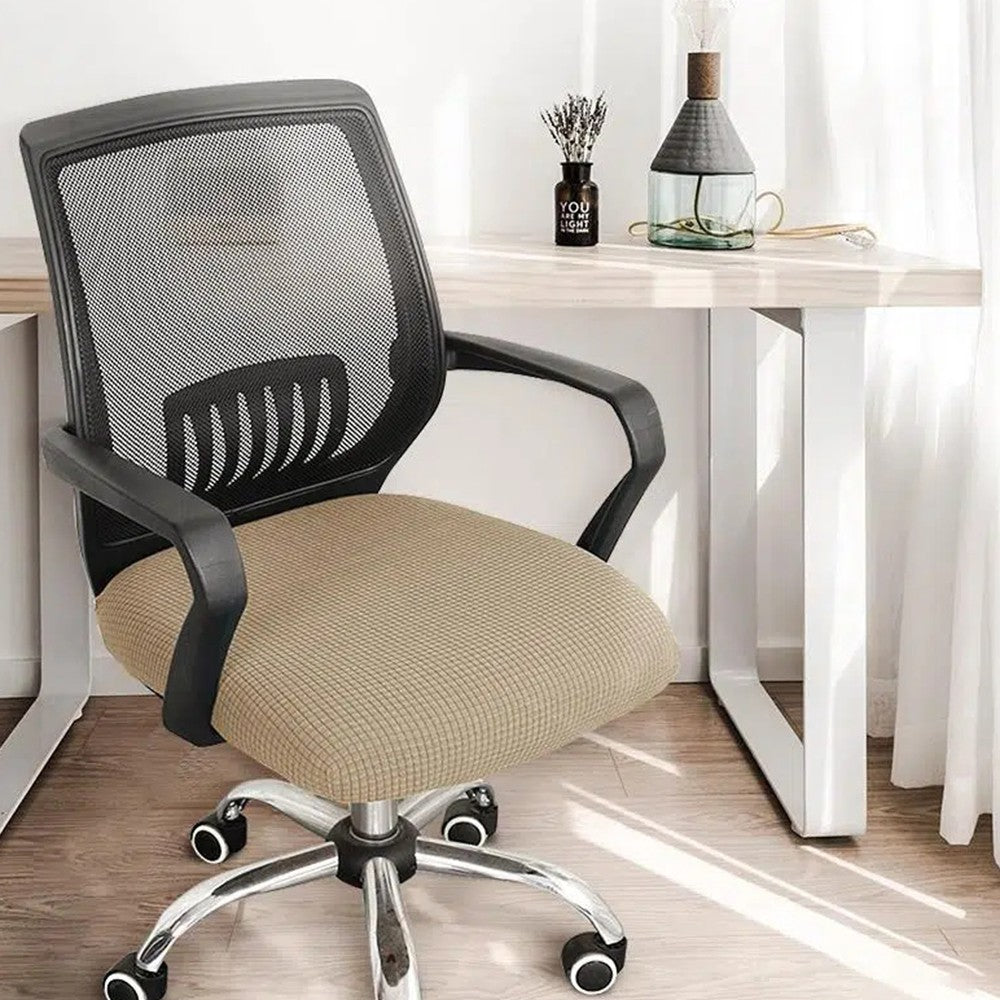 1 X Khaki Office Chair Covers Stretch Dining Room Chair Seat Cushion Slipcover