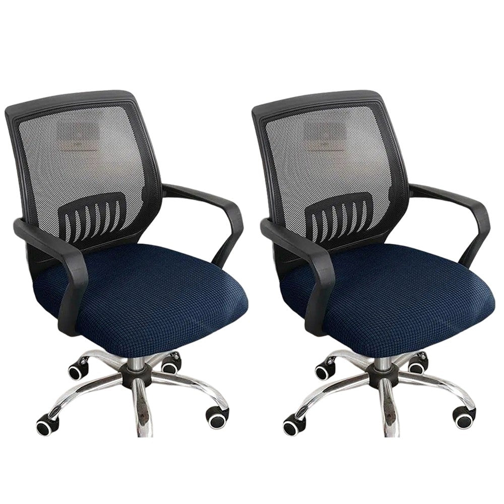 2 X Navy Blue Office Chair Covers Stretch Dining Room Chair Seat Cushion Slipcover