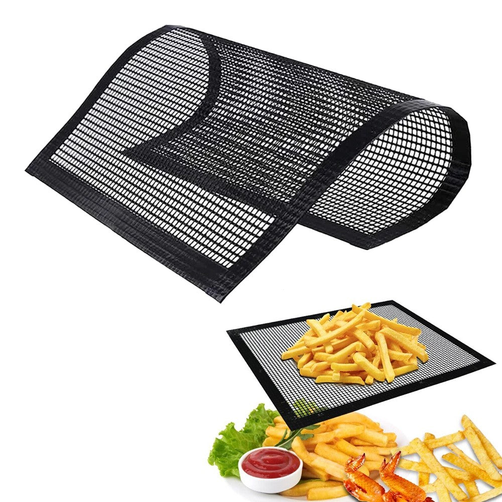 1 X Set of 2Pcs BBQ Mesh Grill Mat Non-Stick Barbecue Grilling Sheet Mat