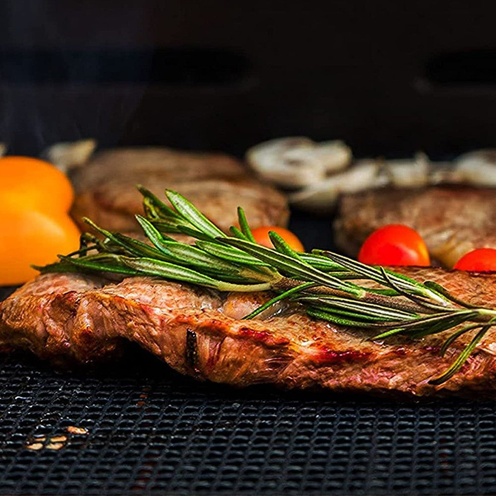 2 X Set of 2Pcs BBQ Mesh Grill Mat Non-Stick Barbecue Grilling Sheet Mat