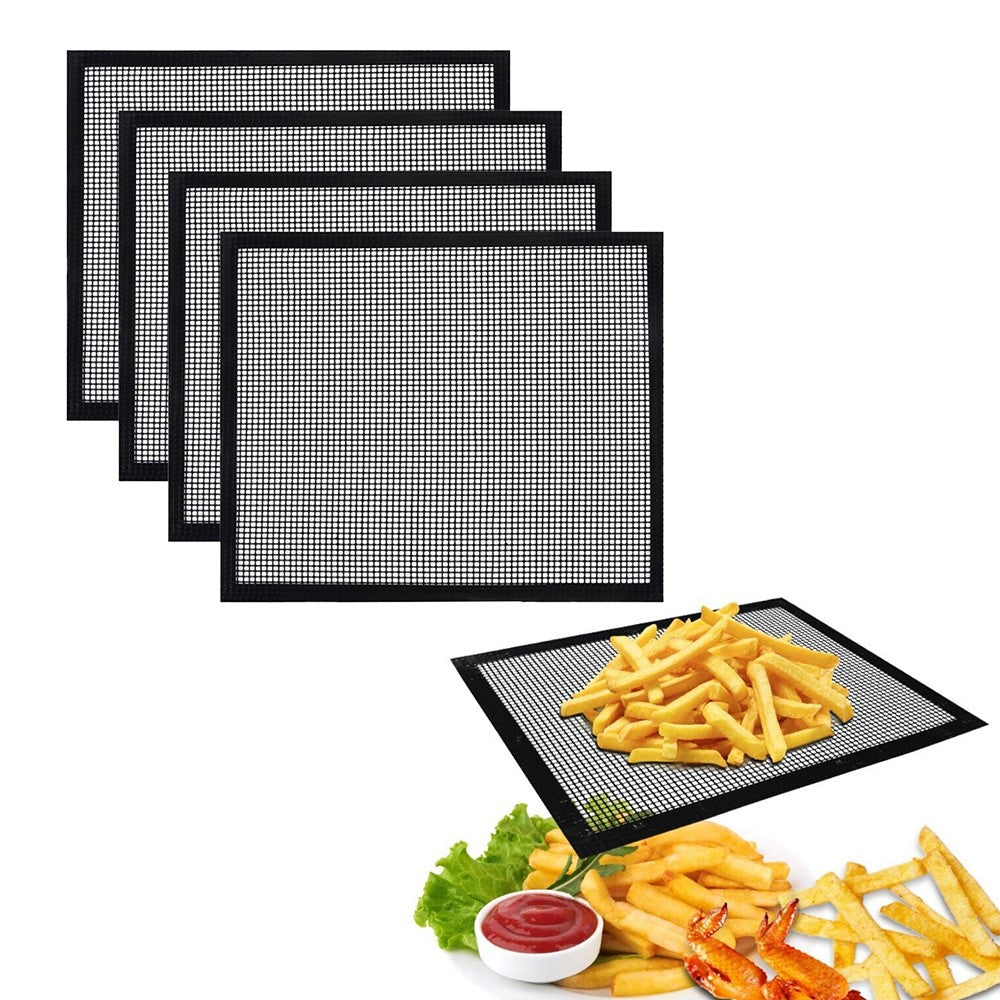 2 X Set of 2Pcs BBQ Mesh Grill Mat Non-Stick Barbecue Grilling Sheet Mat