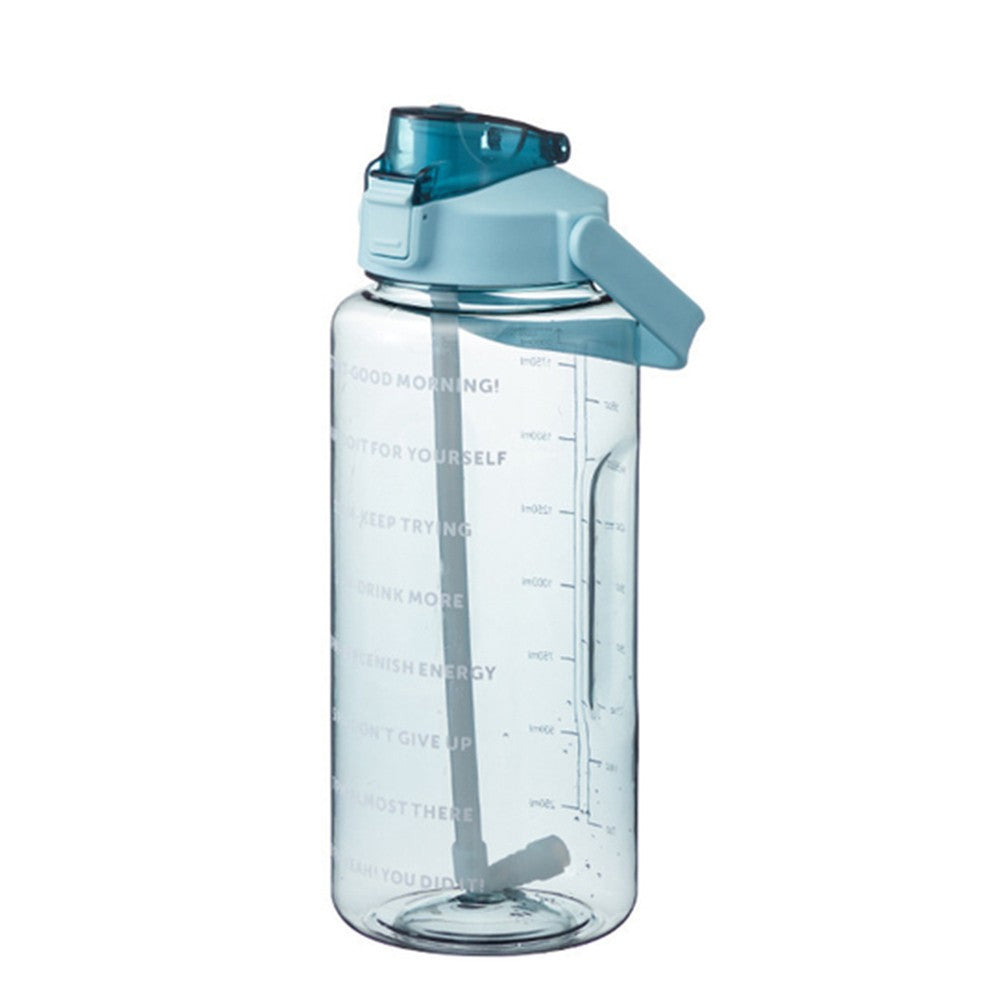 2L Blue Gym Water Bottle and Water Bottle Carrier Bag Kit Drinking Water Bottle with Time Marker