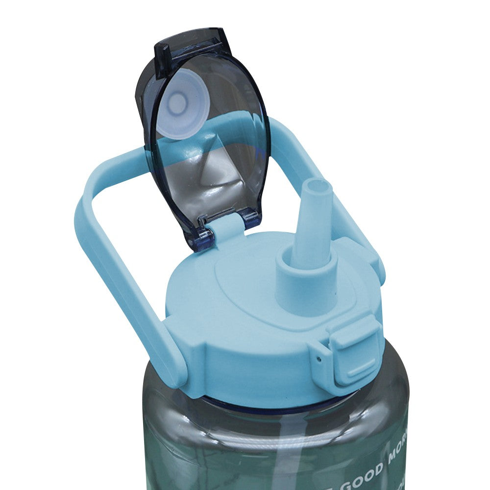 2L Blue Gym Water Bottle and Water Bottle Carrier Bag Kit Drinking Water Bottle with Time Marker