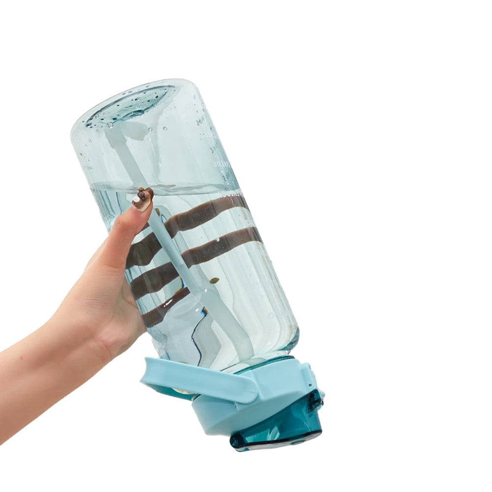 2L Blue Gym Water Bottle and Water Bottle Carrier Bag Kit Drinking Water Bottle with Time Marker