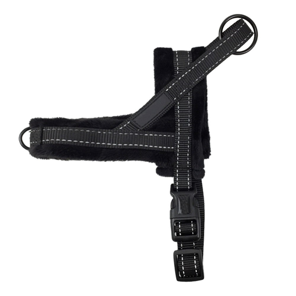 No Pull Pet Dog Harness and Leash Set Plush Padded Pet Vest with Reflective Strip Black S