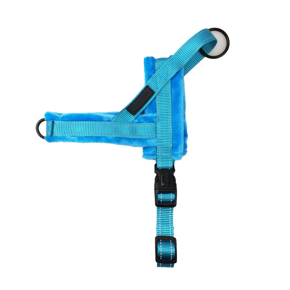 No Pull Pet Dog Harness and Leash Set Plush Padded Pet Vest with Reflective Strip Blue M