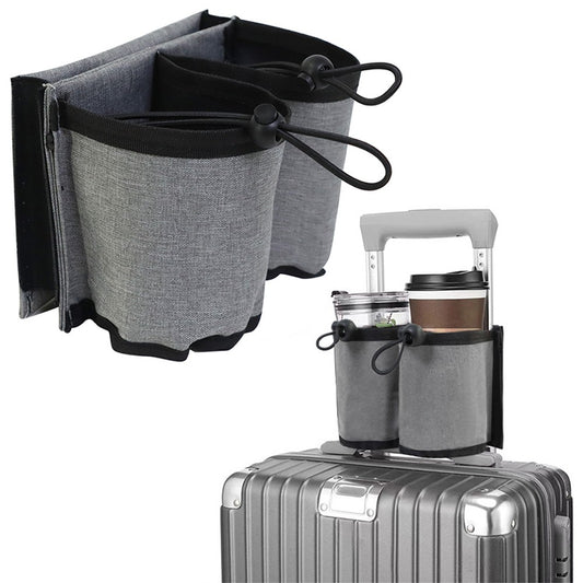 Luggage Travel Cup Holder Bag Suitcase Handles Drink Caddy Cup Carrier for Drinks Mobile Phone Grey