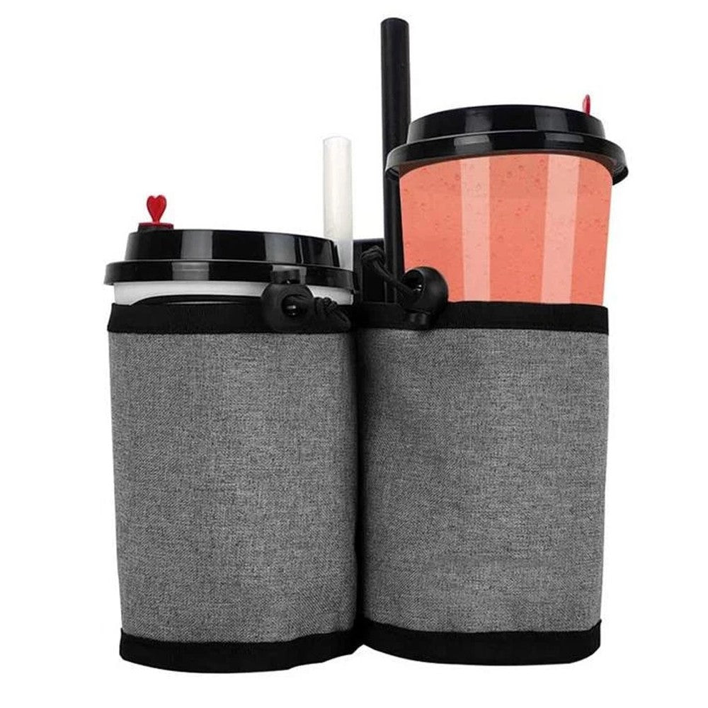 Luggage Travel Cup Holder Bag Suitcase Handles Drink Caddy Cup Carrier for Drinks Mobile Phone Grey