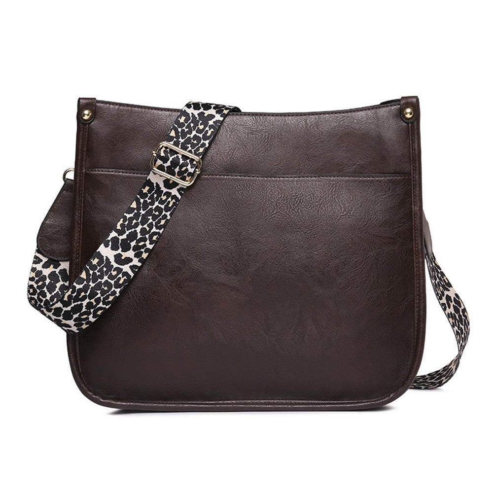 Womens PU Leather Shoulder Bag Crossbody Purse Bag Zipper Sling Bag Handbag Coffee
