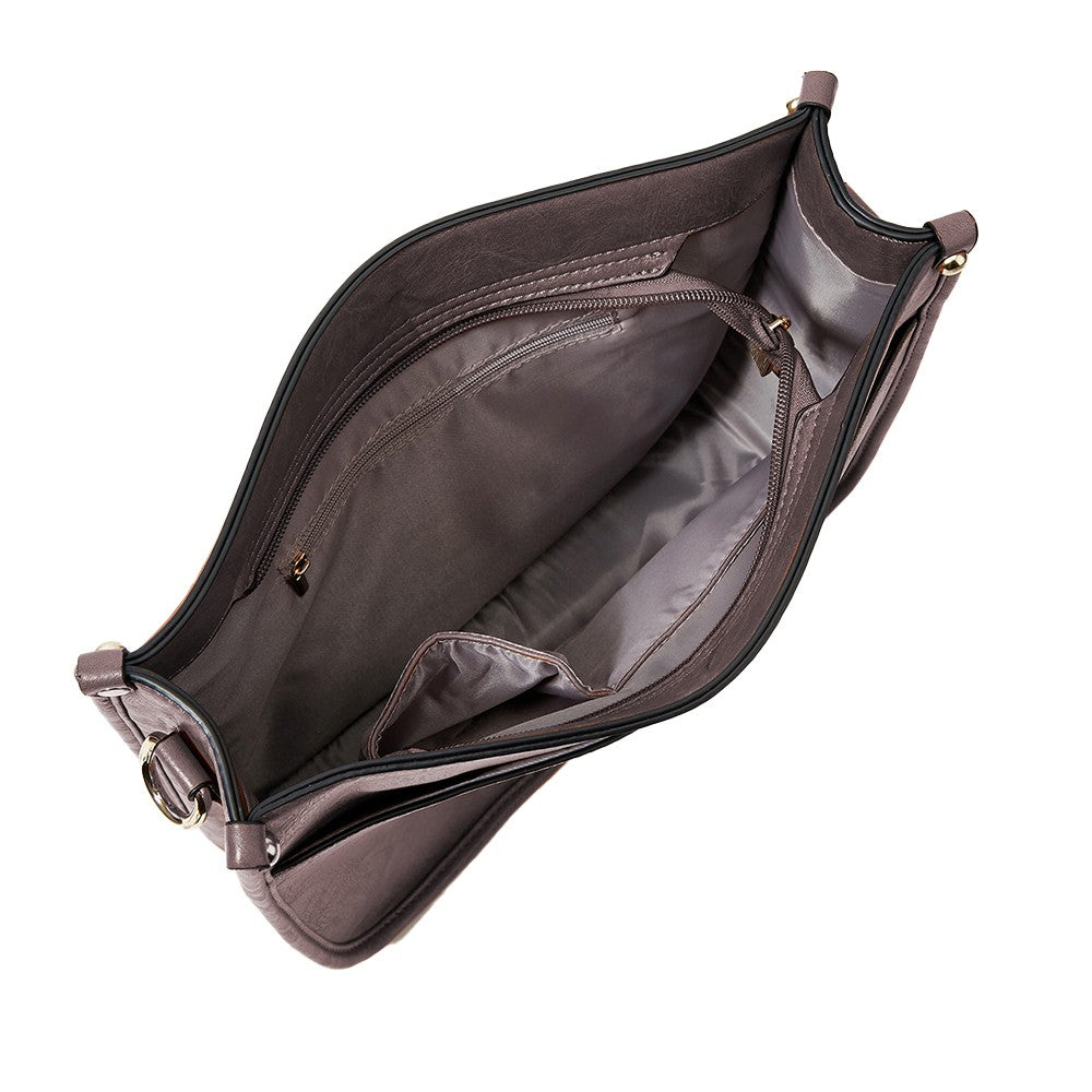 Womens PU Leather Shoulder Bag Crossbody Purse Bag Zipper Sling Bag Handbag Coffee