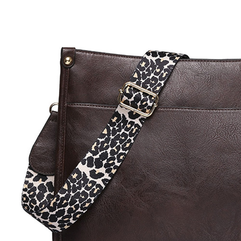 Womens PU Leather Shoulder Bag Crossbody Purse Bag Zipper Sling Bag Handbag Coffee