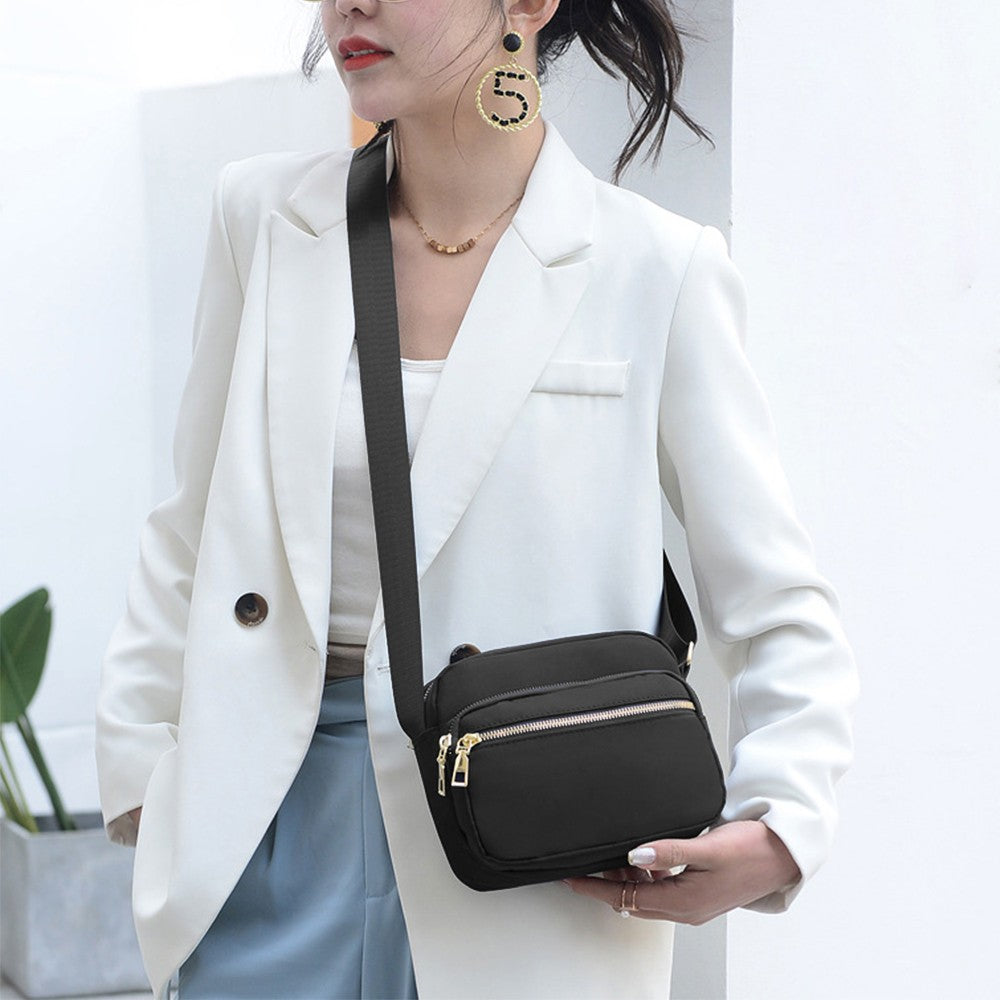 Womens Shoulder Bag Crossbody Purse Bag Zipper Sling Bag Handbag Black