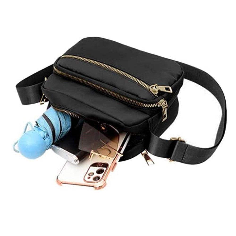 Womens Shoulder Bag Crossbody Purse Bag Zipper Sling Bag Handbag Black