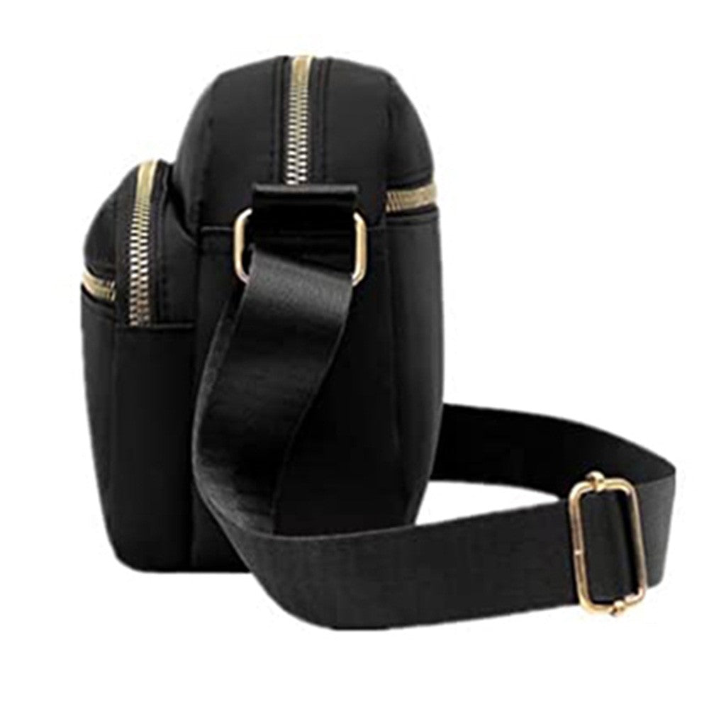 Womens Shoulder Bag Crossbody Purse Bag Zipper Sling Bag Handbag Black