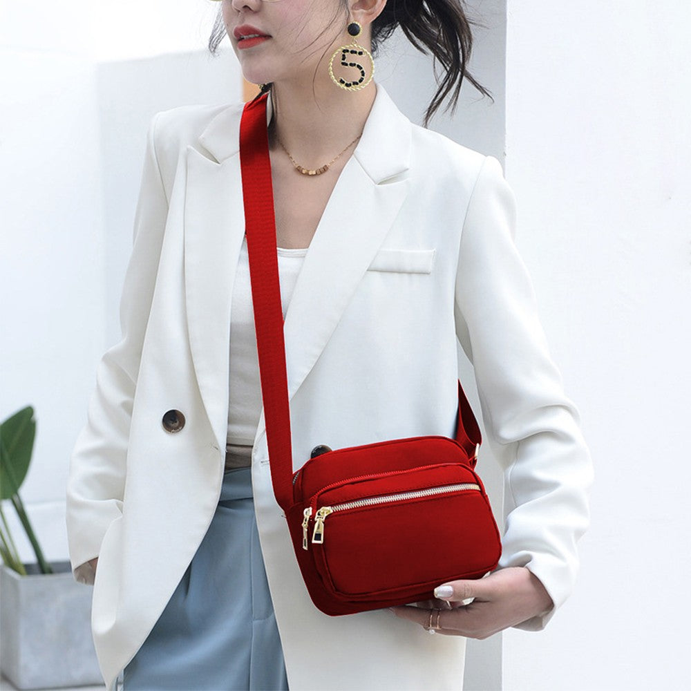 Womens Shoulder Bag Crossbody Purse Bag Zipper Sling Bag Handbag Wine Red