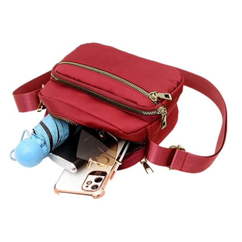 Womens Shoulder Bag Crossbody Purse Bag Zipper Sling Bag Handbag Wine Red