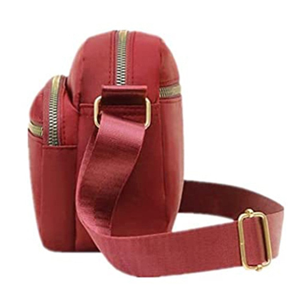 Womens Shoulder Bag Crossbody Purse Bag Zipper Sling Bag Handbag Wine Red