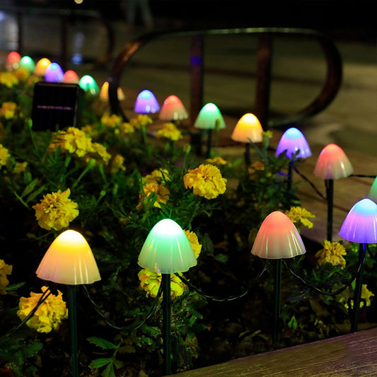 Multicolour 5M Solar Mushroom String Lights Walkway Lamp Outdoor Garden Decor