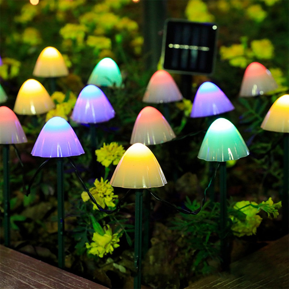 Multicolour 5M Solar Mushroom String Lights Walkway Lamp Outdoor Garden Decor