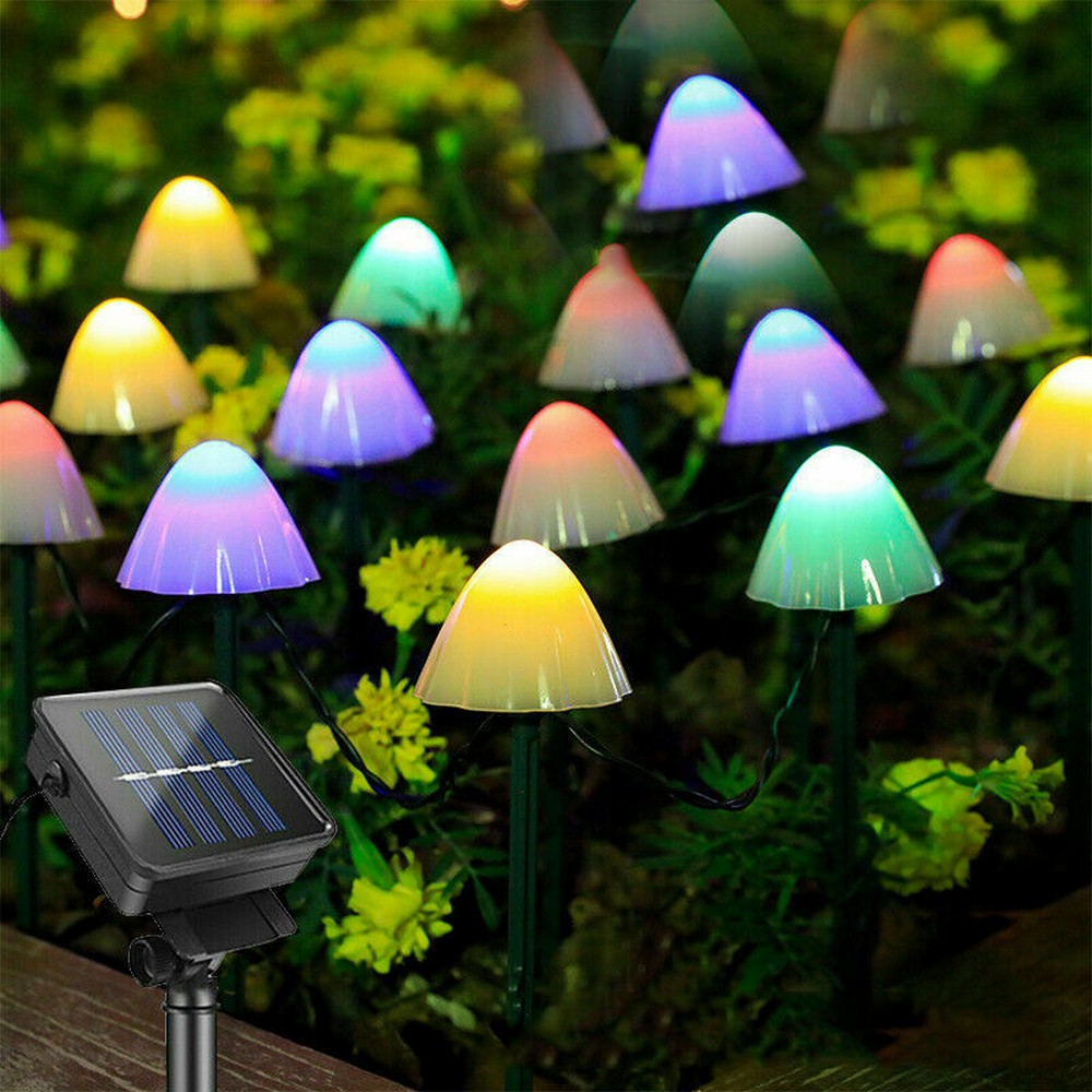 Multicolour 5M Solar Mushroom String Lights Walkway Lamp Outdoor Garden Decor