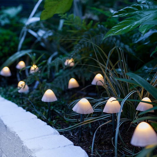 Warm White 5M Solar Mushroom String Lights Walkway Lamp Outdoor Garden Decor