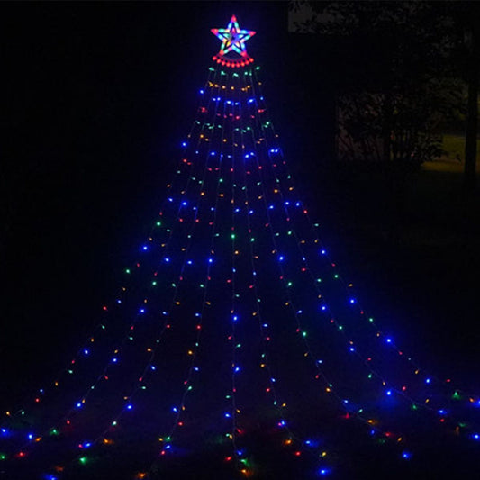 Solar LED Star Waterfall Lights Christmas Tree Decor String Lights Multicolour