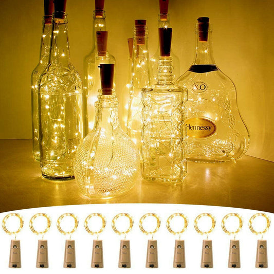 12Pcs Wine Bottle String Lights Cork Stopper Copper Wire 20 LED Fairy Lights
