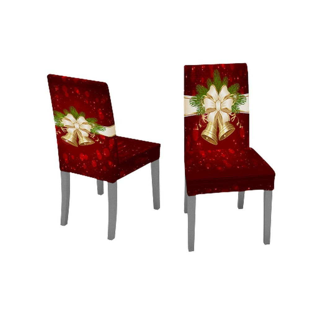 2Pcs Christmas Chair Covers Xmas Decor Bells Style