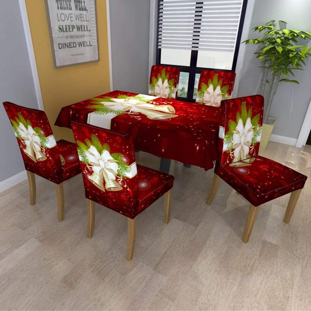 2Pcs Christmas Chair Covers Xmas Decor Bells Style