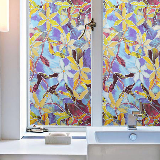 Orchid Flower Blossom Cling Stained Glass Window Film Sticker Home Decor