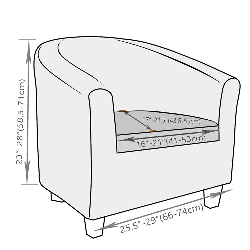 Set of 2Pcs Stretch 1 Seater Armchair Sofa Cover Printed Couch Slipcover Tub Chair Cover Light Grey