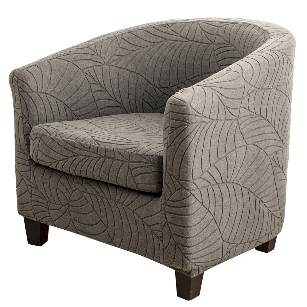 Set of 2Pcs Stretch 1 Seater Armchair Sofa Cover Printed Couch Slipcover Tub Chair Cover Grey