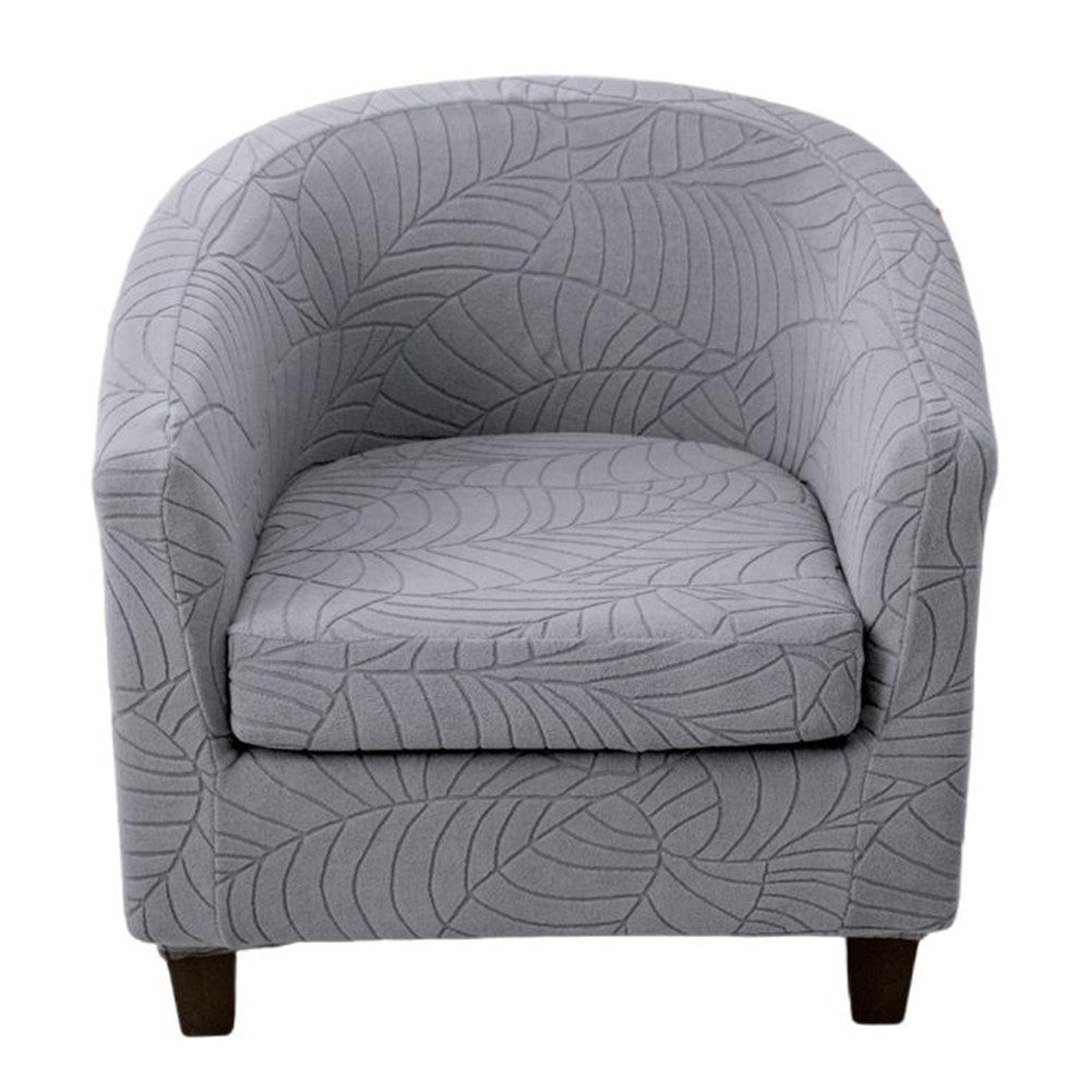 Set of 2Pcs Stretch 1 Seater Armchair Sofa Cover Printed Couch Slipcover Tub Chair Cover Light Grey