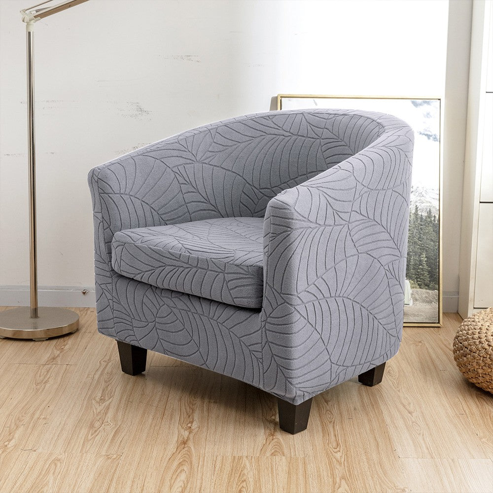 Set of 2Pcs Stretch 1 Seater Armchair Sofa Cover Printed Couch Slipcover Tub Chair Cover Light Grey