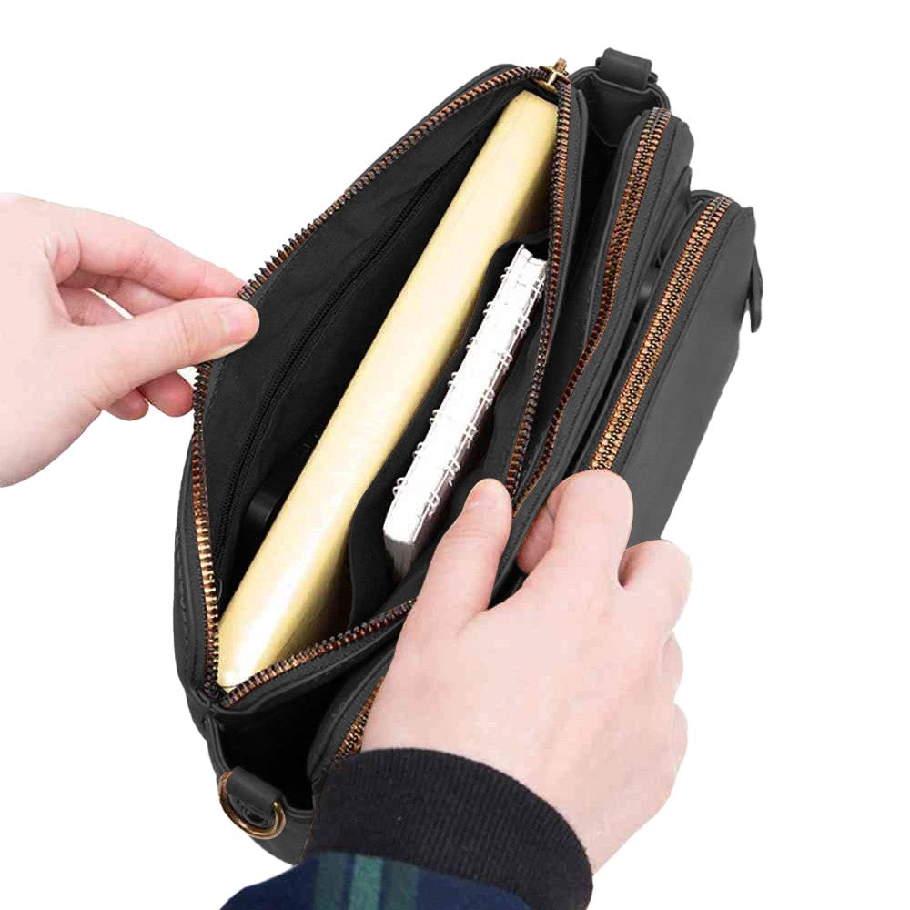 Women PU Leather Shoulder Bag Crossbody Purse Zipper Satchel Handbag Black