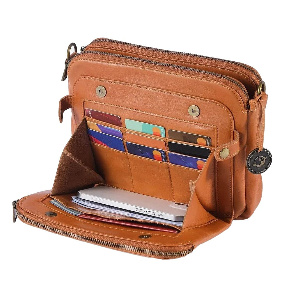 Women PU Leather Shoulder Bag Crossbody Purse Zipper Satchel Handbag Brown