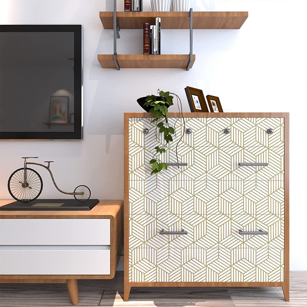 100x45cm Gold Geometric Striped Removable Wallpaper Self Adhesive Peel and Stick Wall Sticker