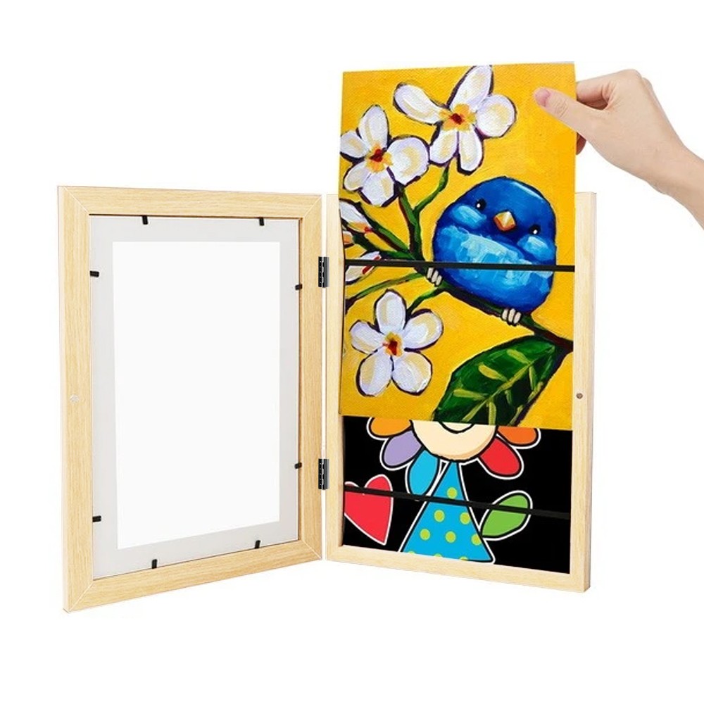 Magnetic Kids Art Frames Children Art Projects Wooden Picture Artwork Display Frame Wood Color