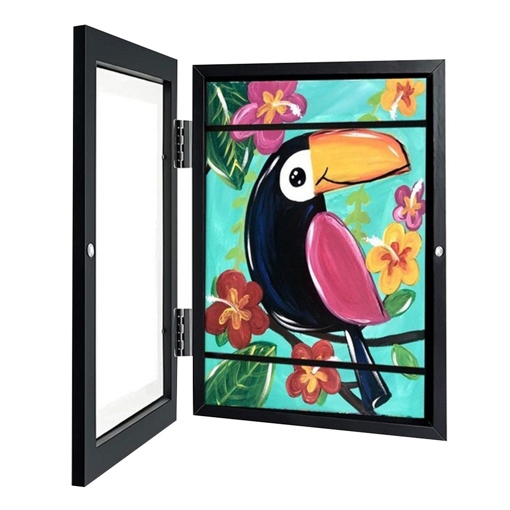 Magnetic Kids Art Frames Children Art Projects Wooden Picture Artwork Display Frame Black